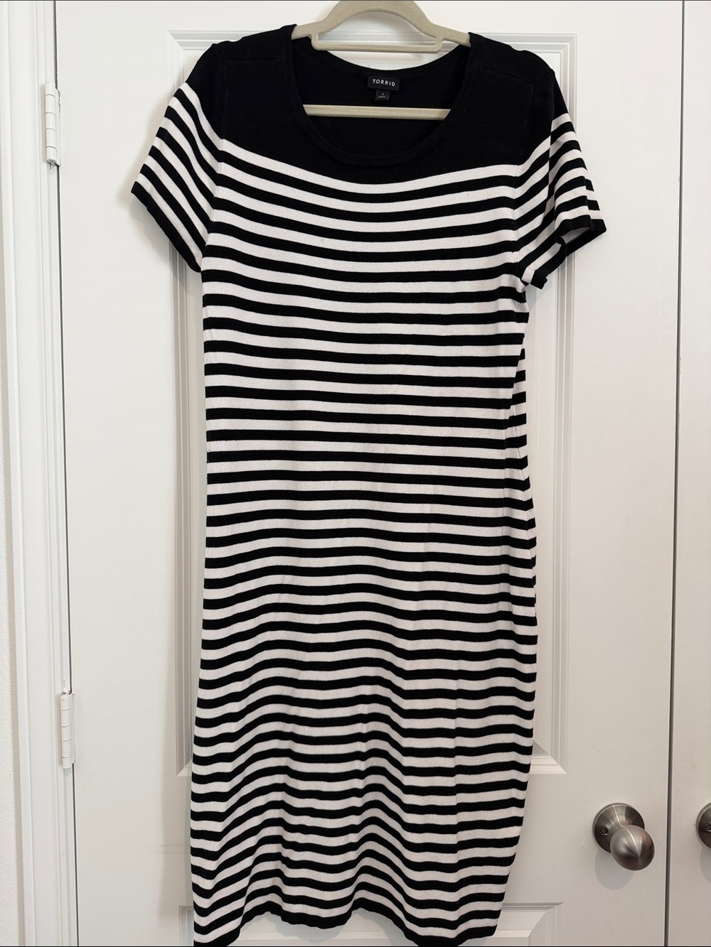 torrid Black and White Striped Short Sleeve Dress